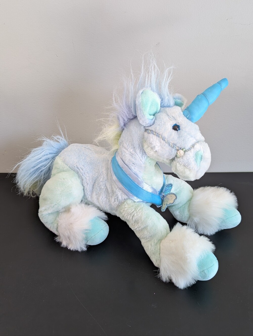 Vintage Animal Alley DARLA Unicorn Plush, 15" Pastel Blue & Green Toys R Us
